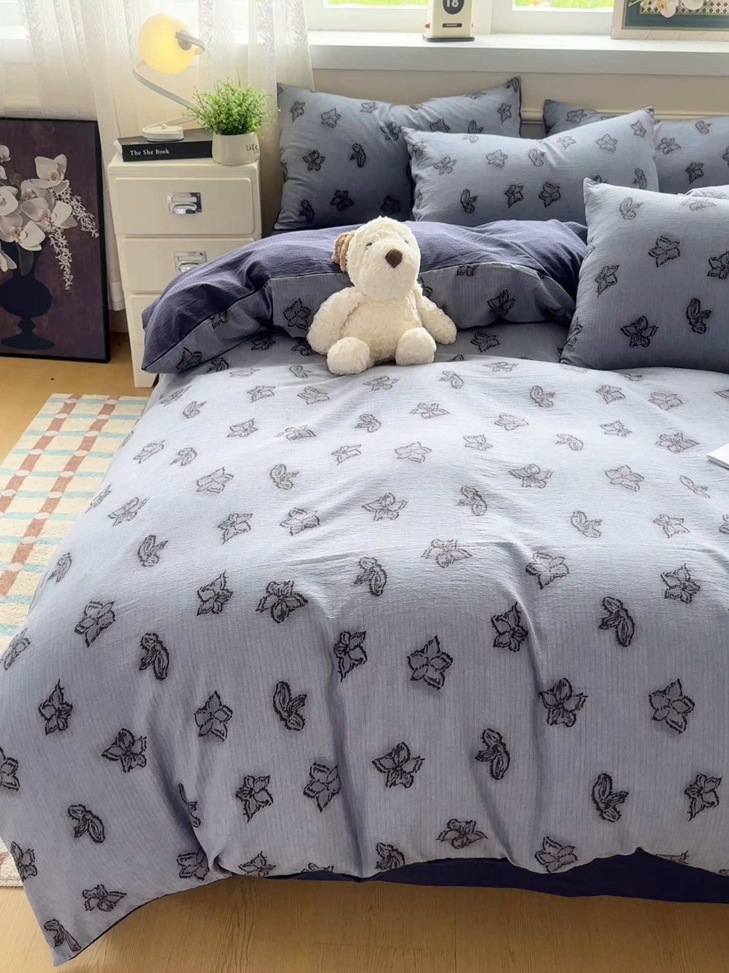 91家纺网 家纺一手货源 找家纺 亨通家纺 2025新款复古原麻双层纱臻至系列四件套 梦幻花兰