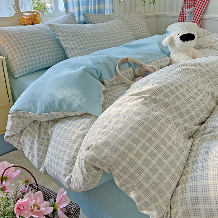 91家纺网 家纺一手货源 找家纺 名品家纺 2025新款加厚高克重人字纹优卡棉双层纱提花四件套（提供买家秀） 曲奇饼干-绿