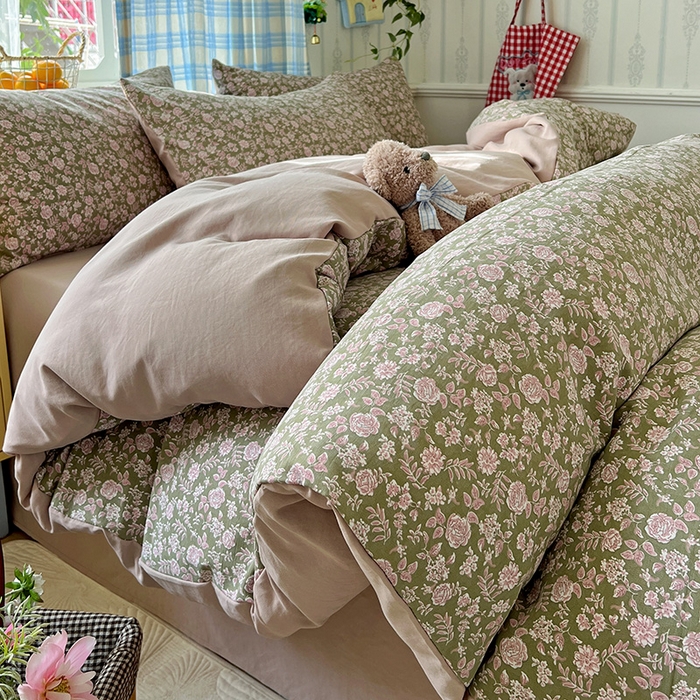 91家纺网 家纺一手货源 找家纺 （总）名品家纺 2025新款加厚高克重人字纹优卡棉双层纱提花四件套（提供买家秀）