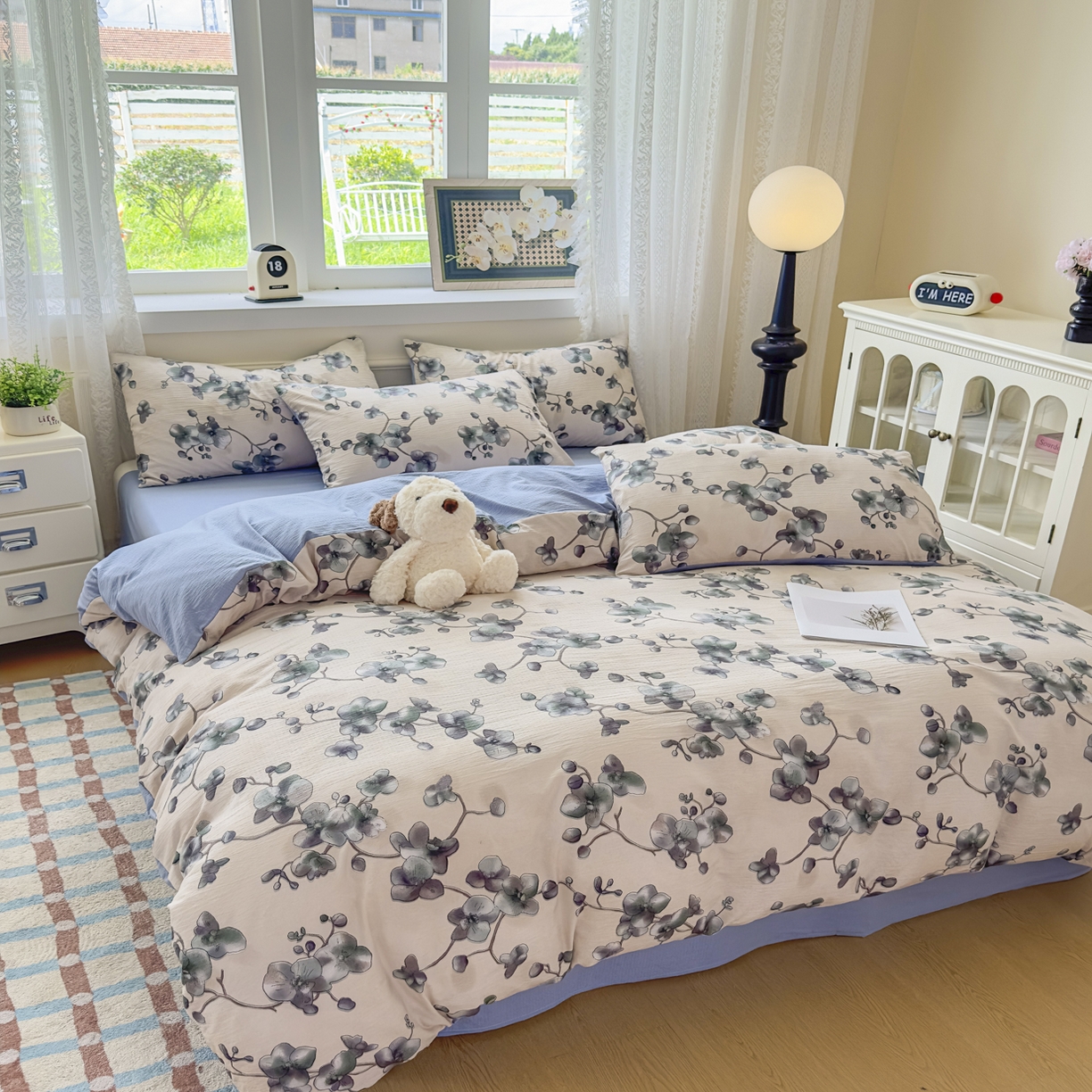 91家纺网 家纺一手货源 找家纺 亨通家纺 2025新款复古原麻双层纱臻至系列四件套 木棉花开