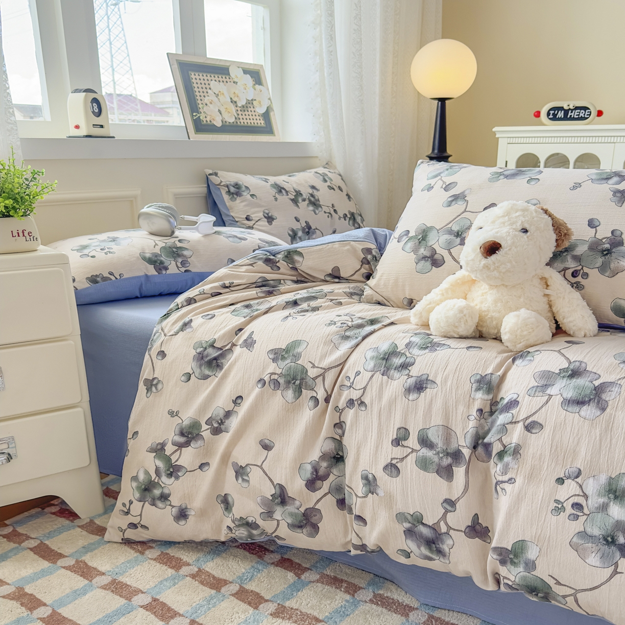 91家纺网 家纺一手货源 找家纺 亨通家纺 2025新款复古原麻双层纱臻至系列四件套 木棉花开