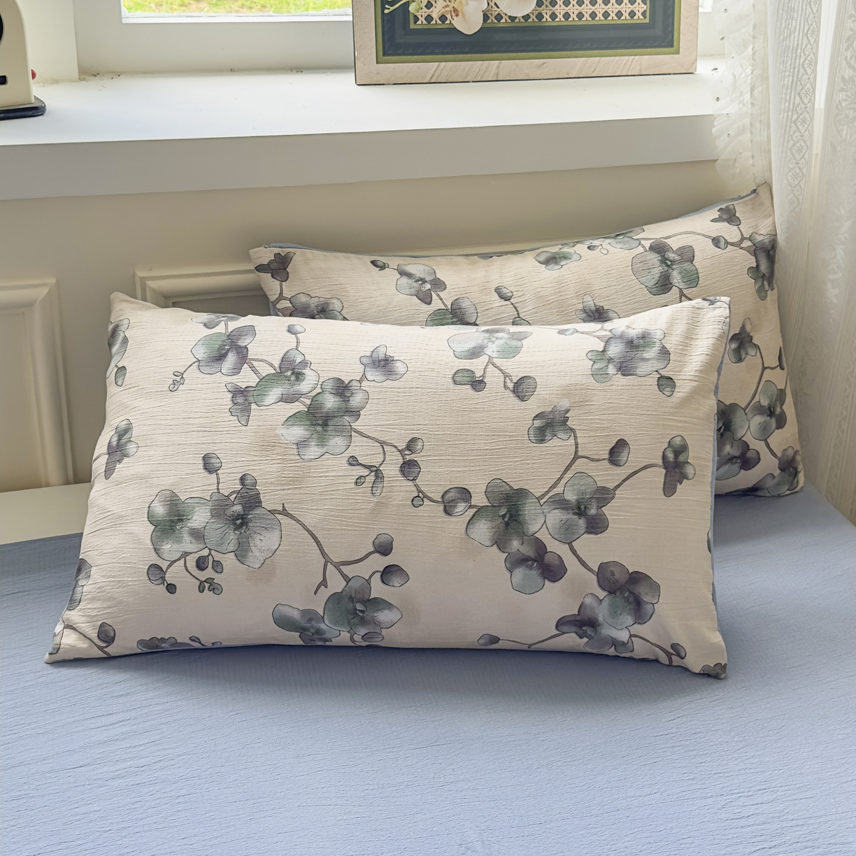 91家纺网 家纺一手货源 找家纺 亨通家纺 2025新款复古原麻双层纱臻至系列四件套 木棉花开