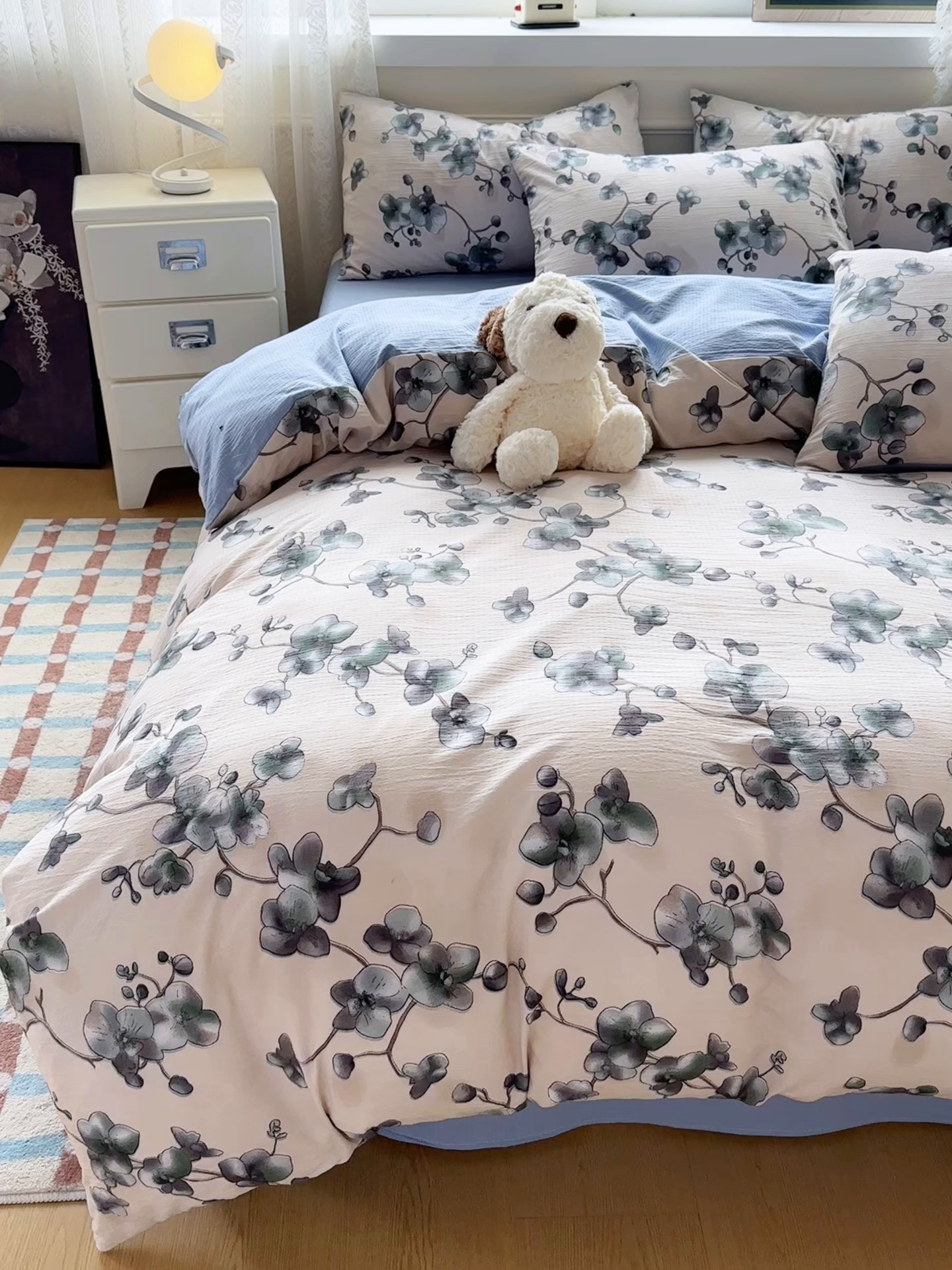 91家纺网 家纺一手货源 找家纺 亨通家纺 2025新款复古原麻双层纱臻至系列四件套 木棉花开