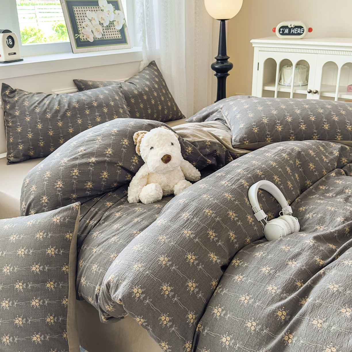 91家纺网 家纺一手货源 找家纺 亨通家纺 2025新款复古原麻双层纱臻至系列四件套 暮花眠曲