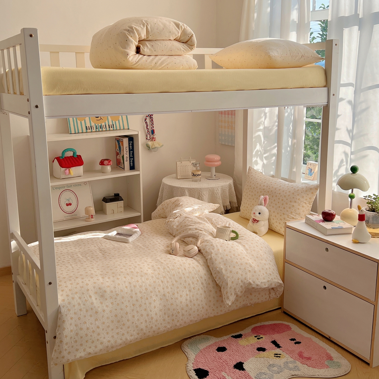 91家纺网 家纺一手货源 找家纺 韩巢家纺 2025新款双层纱学生季床铺单件被套宿舍寝室上下铺三件套 橘子海