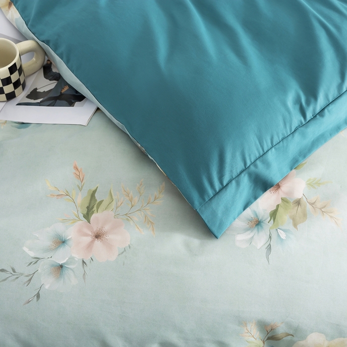 91家纺网 家纺一手货源 找家纺 （总）纯色雨家纺2025新款高端全棉四件套数码印花斜纹纯棉直播轻奢套件三件套【礼盒包装】