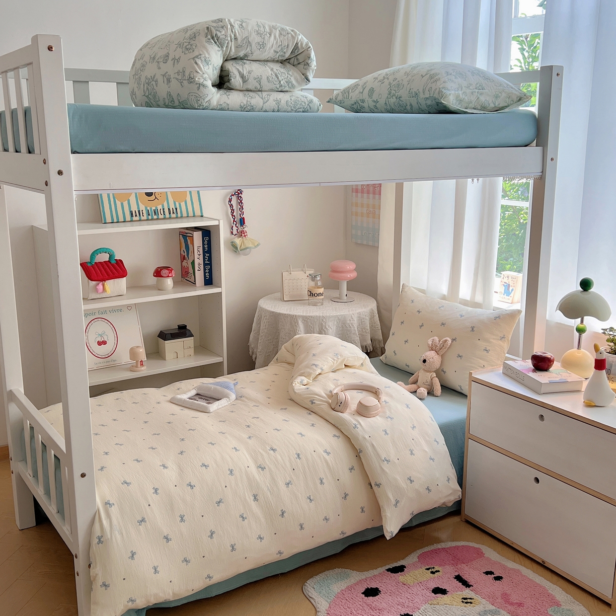 91家纺网 家纺一手货源 找家纺 韩巢家纺 2025新款双层纱学生季床铺单件被套宿舍寝室上下铺三件套 兰相思