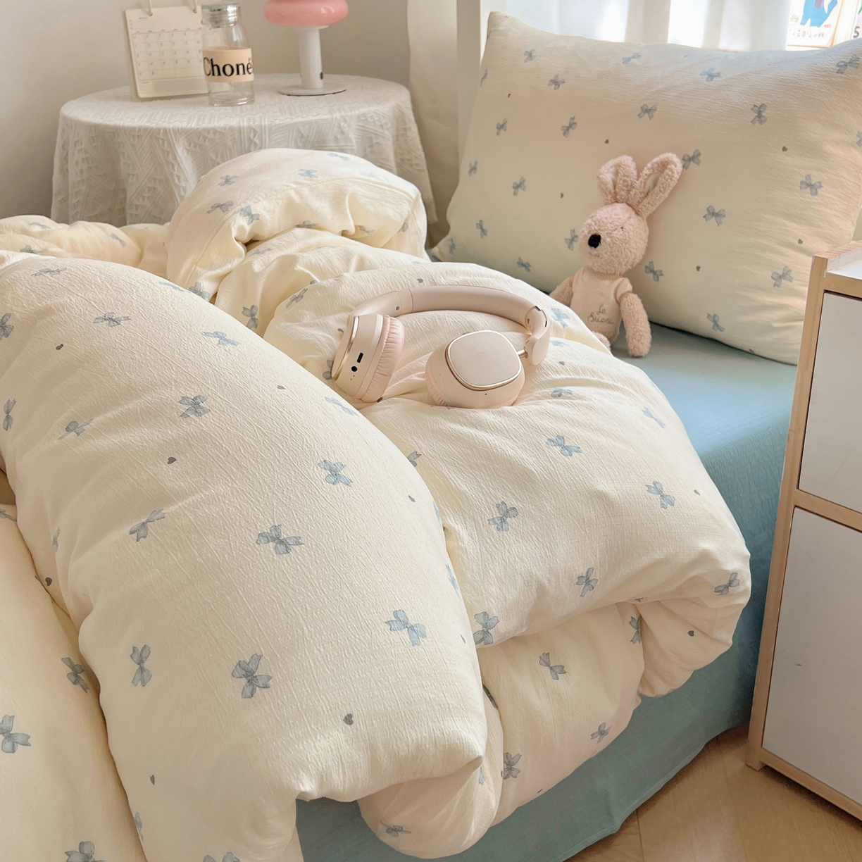 91家纺网 家纺一手货源 找家纺 韩巢家纺 2025新款双层纱学生季床铺单件被套宿舍寝室上下铺三件套 兰相思