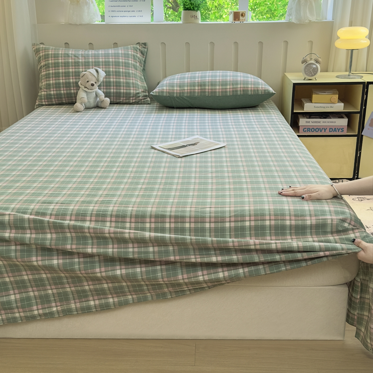 91家纺网 家纺一手货源 找家纺 （总）晚依家纺 2025新款A类色织全棉水洗棉床单单件纯棉格子纯色学生宿舍定制定做