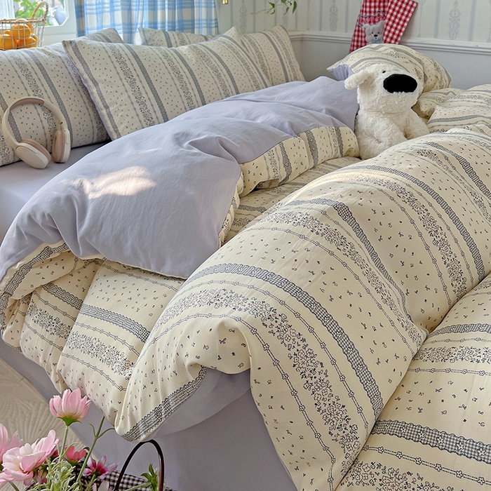 名品家纺 2025新款加厚高克重人字纹优卡棉双层纱提花四件套（提供买家秀） 梨馥郁