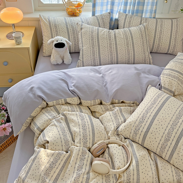 91家纺网 家纺一手货源 找家纺 名品家纺 2025新款加厚高克重人字纹优卡棉双层纱提花四件套（提供买家秀） 梨馥郁