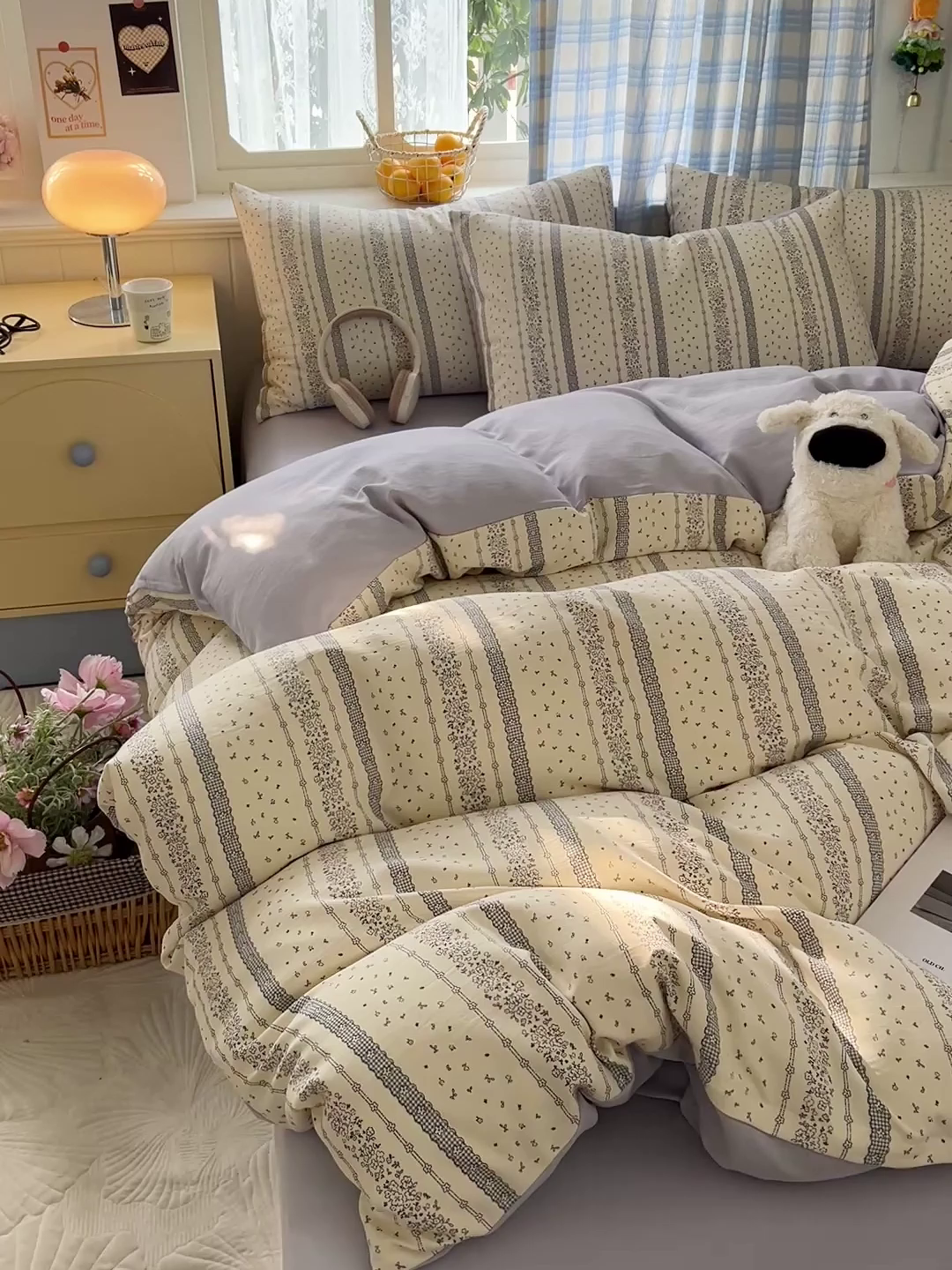 91家纺网 家纺一手货源 找家纺 名品家纺 2025新款加厚高克重人字纹优卡棉双层纱提花四件套（提供买家秀） 梨馥郁