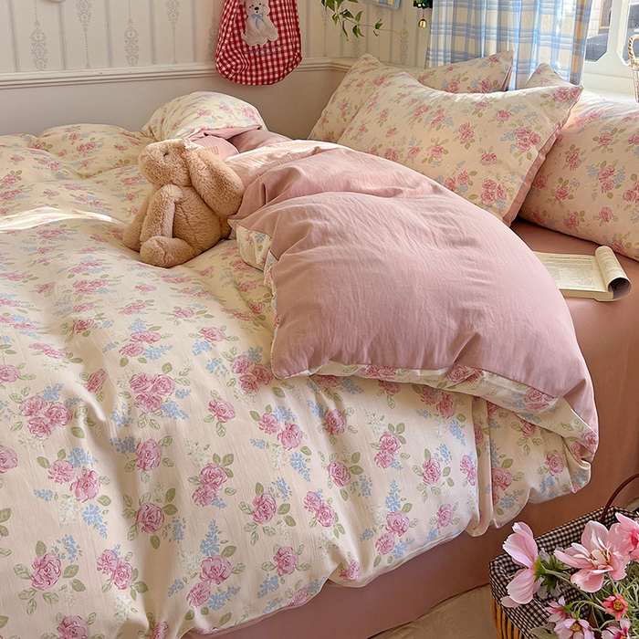 91家纺网 家纺一手货源 找家纺 名品家纺 2025新款加厚高克重人字纹优卡棉双层纱提花四件套（提供买家秀） 露丝