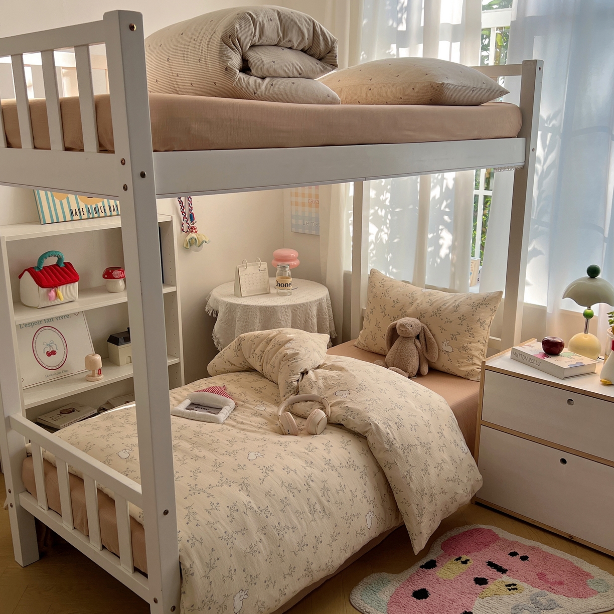 91家纺网 家纺一手货源 找家纺 韩巢家纺 2025新款双层纱学生季床铺单件被套宿舍寝室上下铺三件套 森田野园