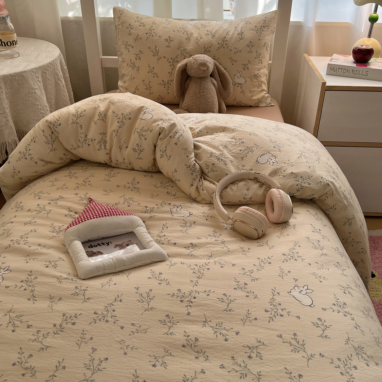 91家纺网 家纺一手货源 找家纺 韩巢家纺 2025新款双层纱学生季床铺单件被套宿舍寝室上下铺三件套 森田野园