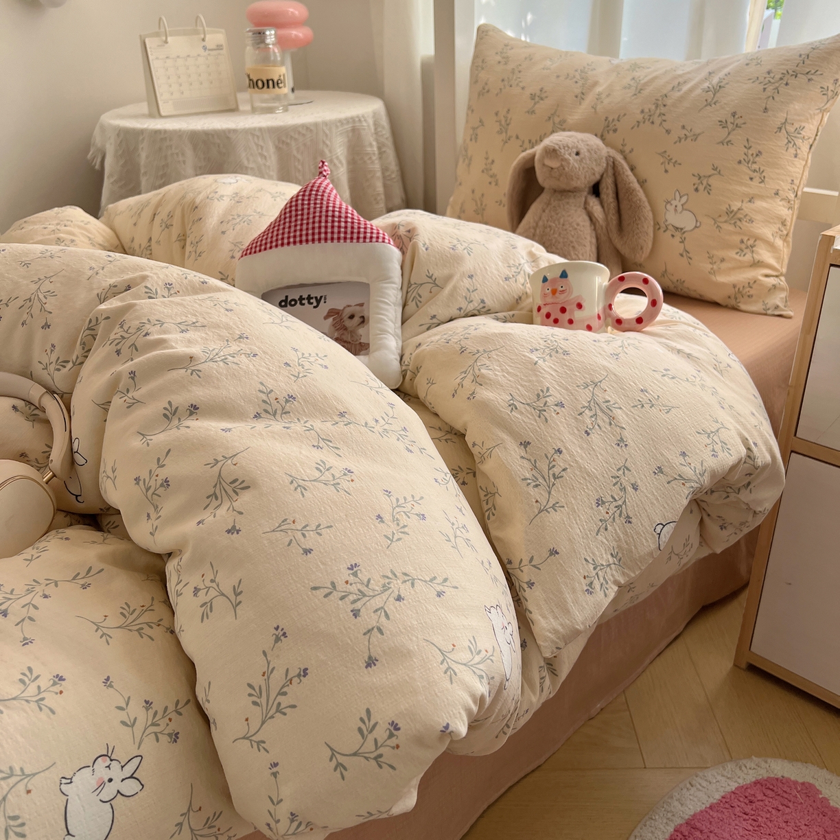 91家纺网 家纺一手货源 找家纺 韩巢家纺 2025新款双层纱学生季床铺单件被套宿舍寝室上下铺三件套 森田野园