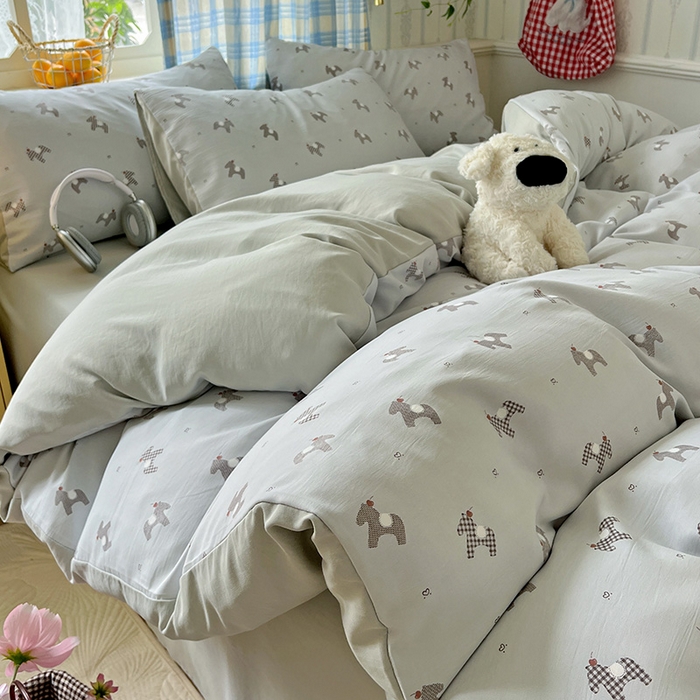 91家纺网 家纺一手货源 找家纺 名品家纺 2025新款加厚高克重人字纹优卡棉双层纱提花四件套（提供买家秀） 七宝