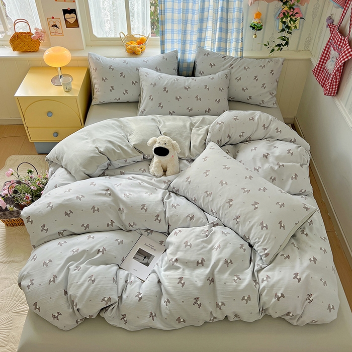 91家纺网 家纺一手货源 找家纺 名品家纺 2025新款加厚高克重人字纹优卡棉双层纱提花四件套（提供买家秀） 七宝