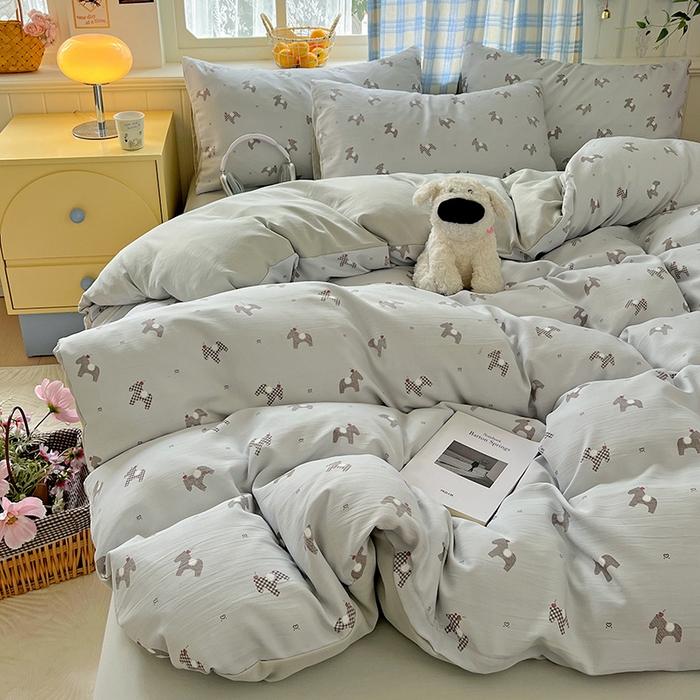 91家纺网 家纺一手货源 找家纺 名品家纺 2025新款加厚高克重人字纹优卡棉双层纱提花四件套（提供买家秀） 七宝