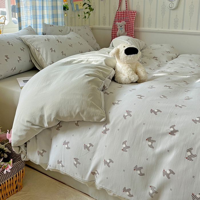 91家纺网 家纺一手货源 找家纺 名品家纺 2025新款加厚高克重人字纹优卡棉双层纱提花四件套（提供买家秀） 七宝