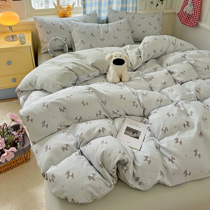 91家纺网 家纺一手货源 找家纺 名品家纺 2025新款加厚高克重人字纹优卡棉双层纱提花四件套（提供买家秀） 七宝