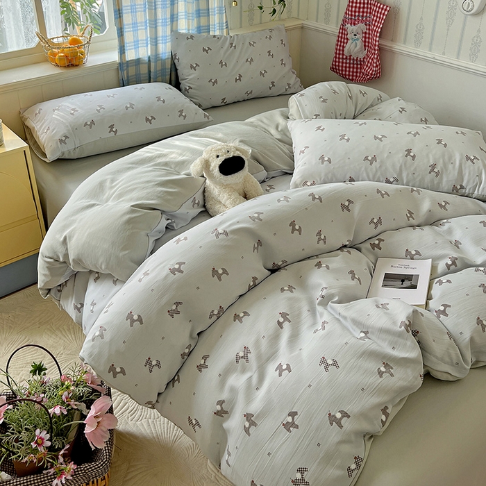 91家纺网 家纺一手货源 找家纺 名品家纺 2025新款加厚高克重人字纹优卡棉双层纱提花四件套（提供买家秀） 七宝