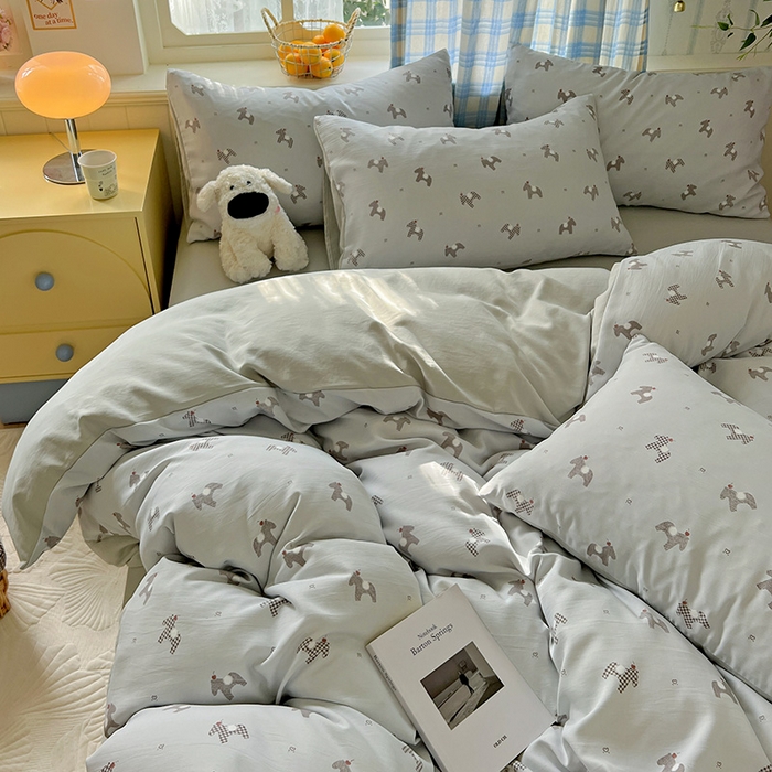 91家纺网 家纺一手货源 找家纺 名品家纺 2025新款加厚高克重人字纹优卡棉双层纱提花四件套（提供买家秀） 七宝