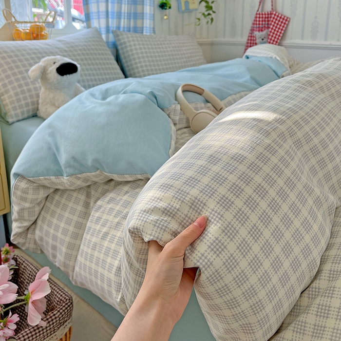 91家纺网 家纺一手货源 找家纺 名品家纺 2025新款加厚高克重人字纹优卡棉双层纱提花四件套（提供买家秀） 曲奇饼干-绿