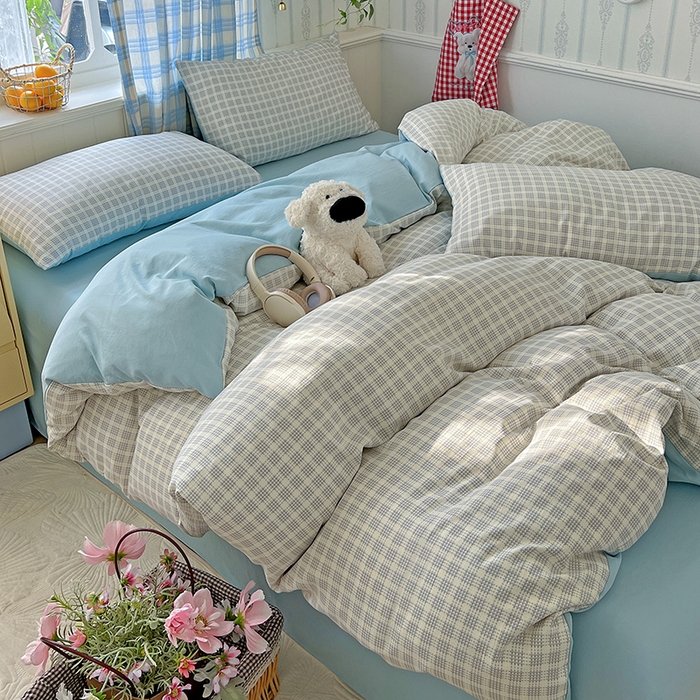 91家纺网 家纺一手货源 找家纺 名品家纺 2025新款加厚高克重人字纹优卡棉双层纱提花四件套（提供买家秀） 曲奇饼干-绿