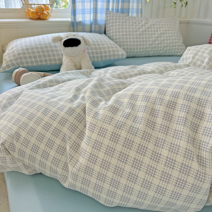 91家纺网 家纺一手货源 找家纺 名品家纺 2025新款加厚高克重人字纹优卡棉双层纱提花四件套（提供买家秀） 曲奇饼干-绿