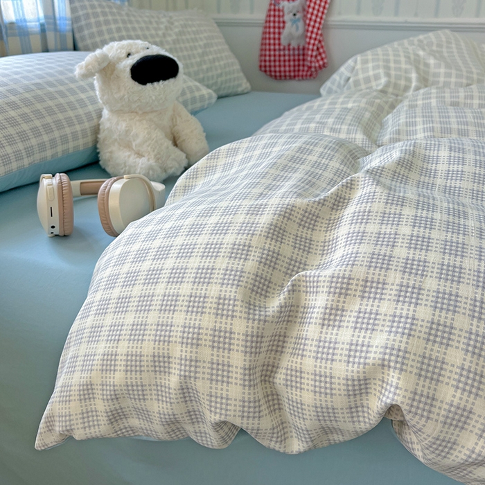 91家纺网 家纺一手货源 找家纺 名品家纺 2025新款加厚高克重人字纹优卡棉双层纱提花四件套（提供买家秀） 曲奇饼干-绿