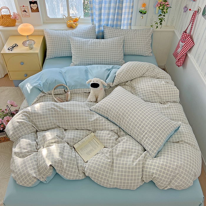 91家纺网 家纺一手货源 找家纺 名品家纺 2025新款加厚高克重人字纹优卡棉双层纱提花四件套（提供买家秀） 曲奇饼干-绿