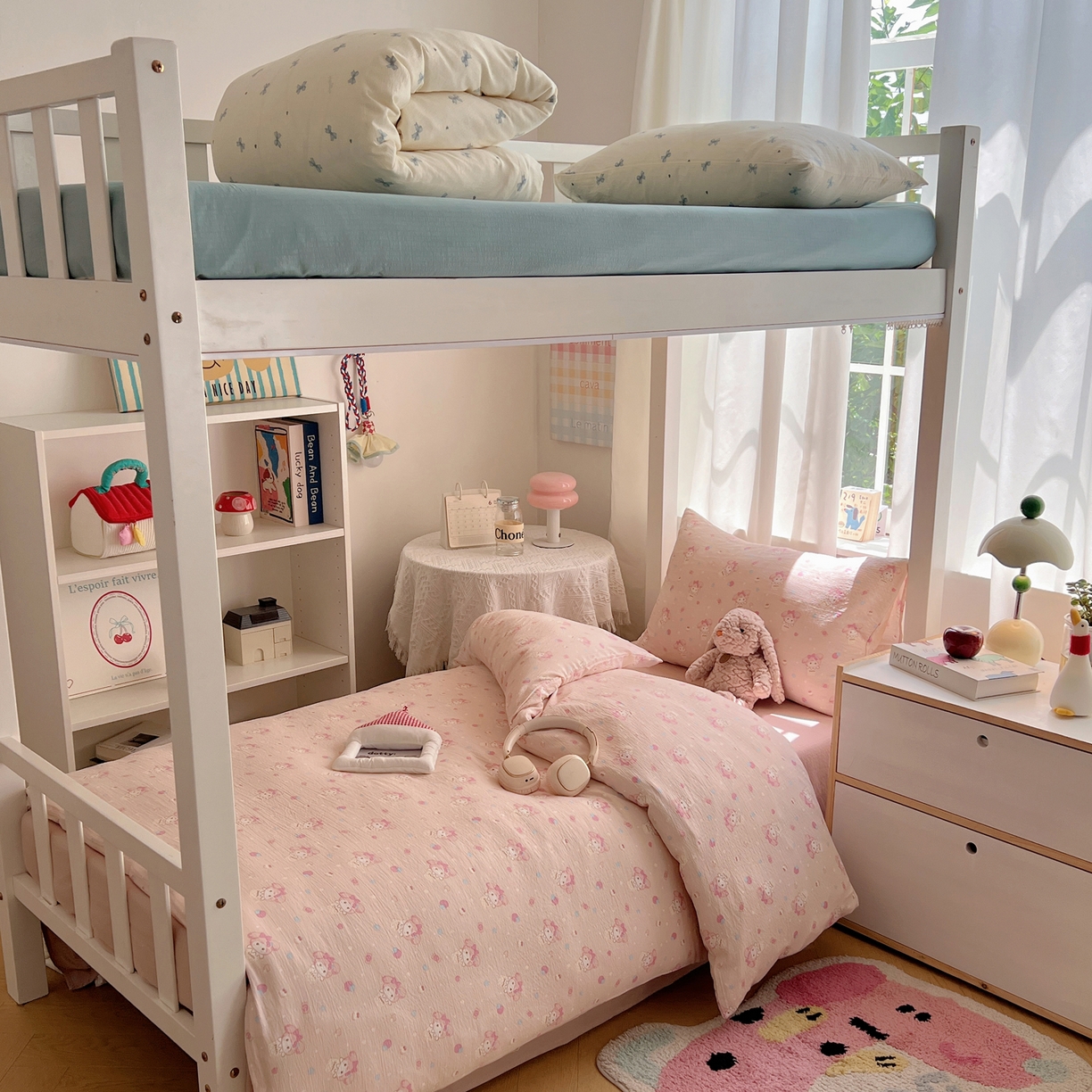 91家纺网 家纺一手货源 找家纺 韩巢家纺 2025新款双层纱学生季床铺单件被套宿舍寝室上下铺三件套 小美冰激凌