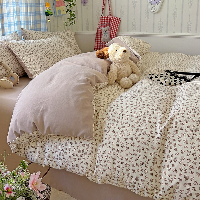 91家纺网 家纺一手货源 找家纺 名品家纺 2025新款加厚高克重人字纹优卡棉双层纱提花四件套（提供买家秀） 颂媛