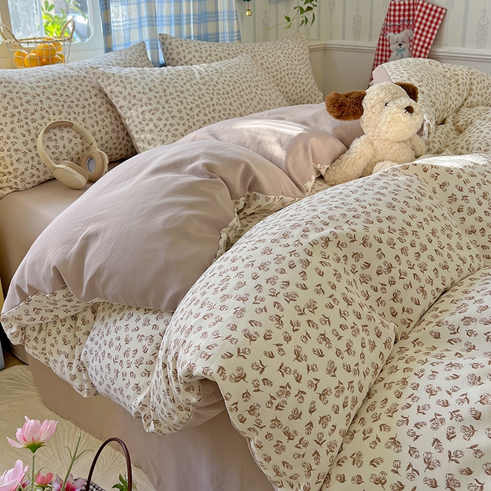 91家纺网 家纺一手货源 找家纺 名品家纺 2025新款加厚高克重人字纹优卡棉双层纱提花四件套（提供买家秀） 颂媛