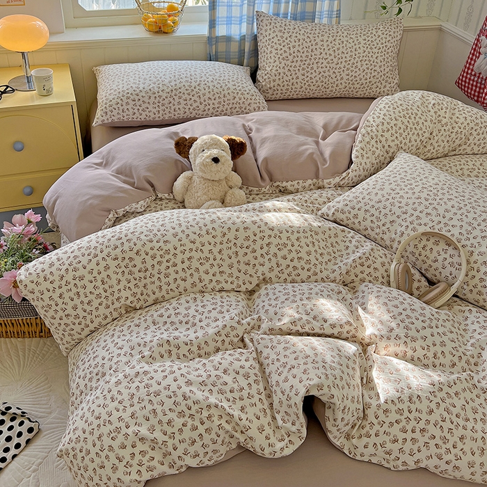 91家纺网 家纺一手货源 找家纺 名品家纺 2025新款加厚高克重人字纹优卡棉双层纱提花四件套（提供买家秀） 颂媛