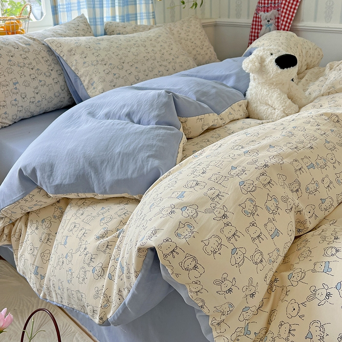 91家纺网 家纺一手货源 找家纺 名品家纺 2025新款加厚高克重人字纹优卡棉双层纱提花四件套（提供买家秀） 晚安