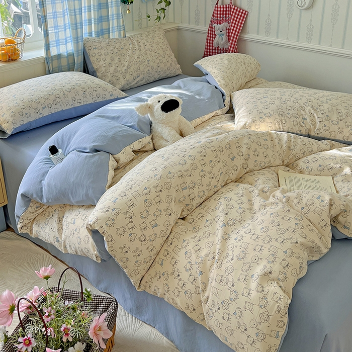 91家纺网 家纺一手货源 找家纺 名品家纺 2025新款加厚高克重人字纹优卡棉双层纱提花四件套（提供买家秀） 晚安