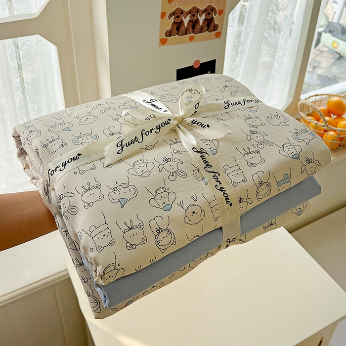 91家纺网 家纺一手货源 找家纺 名品家纺 2025新款加厚高克重人字纹优卡棉双层纱提花四件套（提供买家秀） 晚安