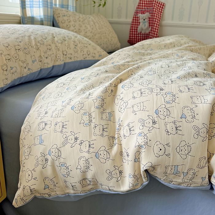 91家纺网 家纺一手货源 找家纺 名品家纺 2025新款加厚高克重人字纹优卡棉双层纱提花四件套（提供买家秀） 晚安