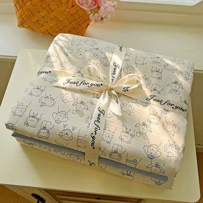 91家纺网 家纺一手货源 找家纺 名品家纺 2025新款加厚高克重人字纹优卡棉双层纱提花四件套（提供买家秀） 晚安