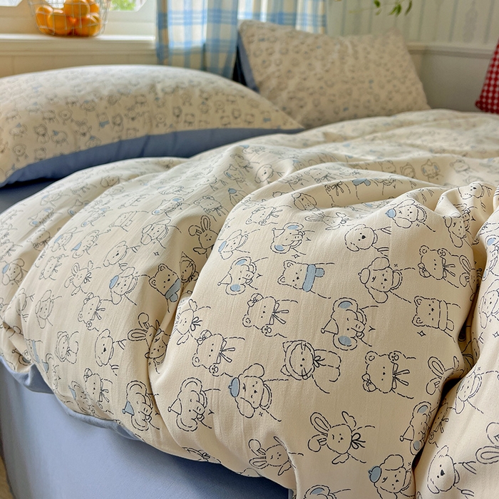 91家纺网 家纺一手货源 找家纺 名品家纺 2025新款加厚高克重人字纹优卡棉双层纱提花四件套（提供买家秀） 晚安