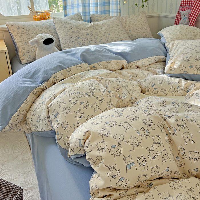 91家纺网 家纺一手货源 找家纺 名品家纺 2025新款加厚高克重人字纹优卡棉双层纱提花四件套（提供买家秀） 晚安