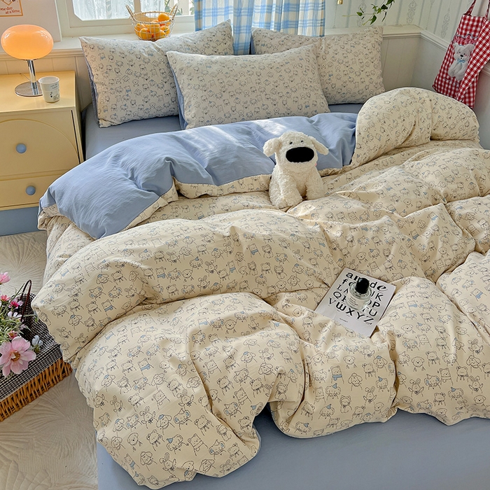 91家纺网 家纺一手货源 找家纺 名品家纺 2025新款加厚高克重人字纹优卡棉双层纱提花四件套（提供买家秀） 晚安