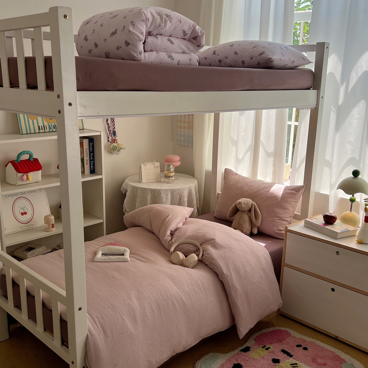 91家纺网 家纺一手货源 找家纺 韩巢家纺 2025新款双层纱学生季床铺单件被套宿舍寝室上下铺三件套 紫倾心