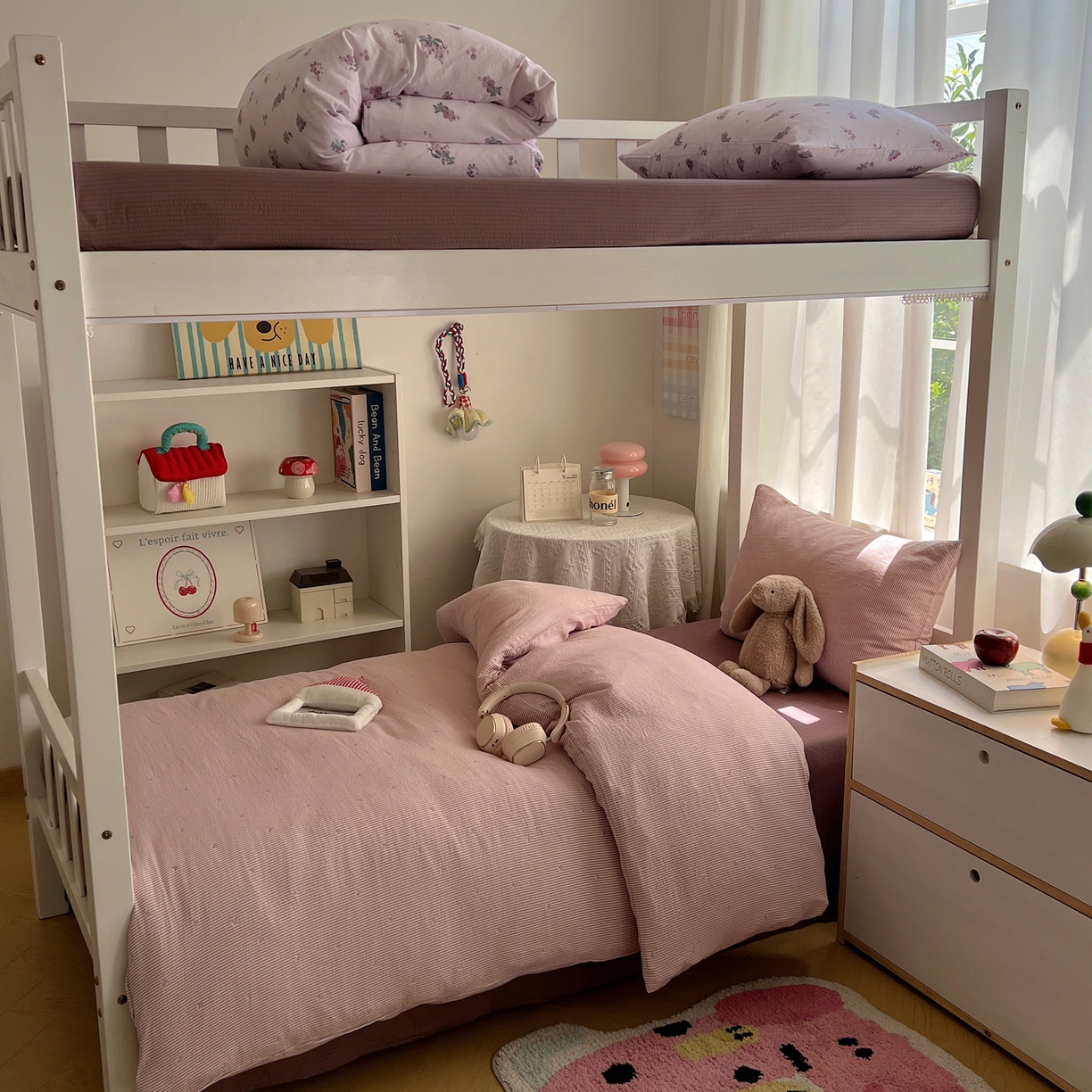 91家纺网 家纺一手货源 找家纺 韩巢家纺 2025新款双层纱学生季床铺单件被套宿舍寝室上下铺三件套 紫倾心