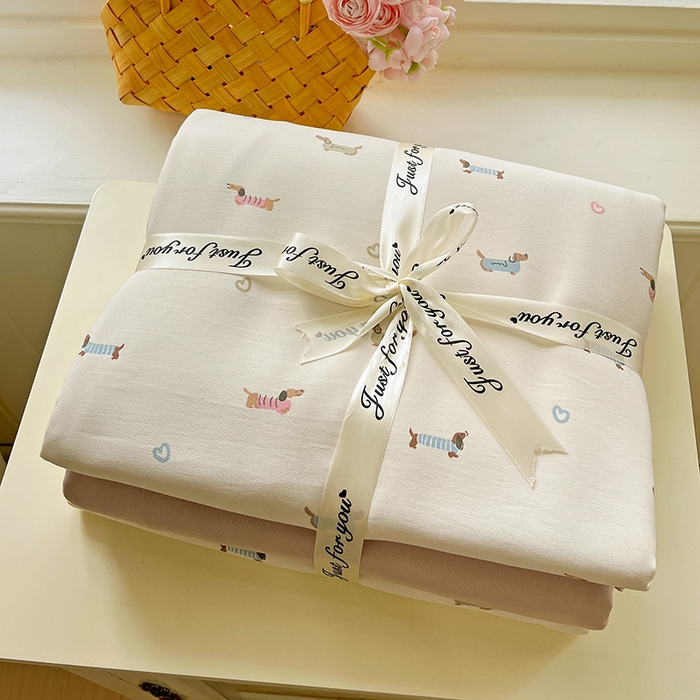 91家纺网 家纺一手货源 找家纺 名品家纺 2025新款加厚高克重人字纹优卡棉双层纱提花四件套（提供买家秀） 汪汪队