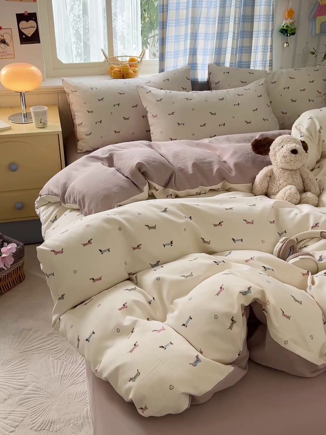 91家纺网 家纺一手货源 找家纺 名品家纺 2025新款加厚高克重人字纹优卡棉双层纱提花四件套（提供买家秀） 汪汪队