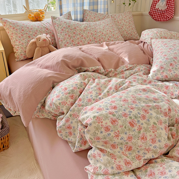 91家纺网 家纺一手货源 找家纺 名品家纺 2025新款加厚高克重人字纹优卡棉双层纱提花四件套（提供买家秀） 小月野