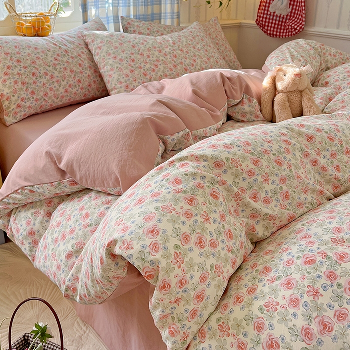 91家纺网 家纺一手货源 找家纺 名品家纺 2025新款加厚高克重人字纹优卡棉双层纱提花四件套（提供买家秀） 小月野